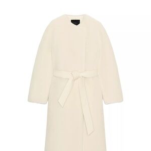 Zara limited edition faux fur Elegant Cream Belted Coat